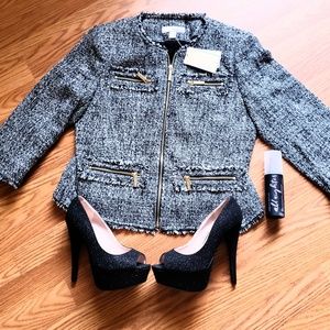 NWT Michael Kors Tweed Zipper Blazer